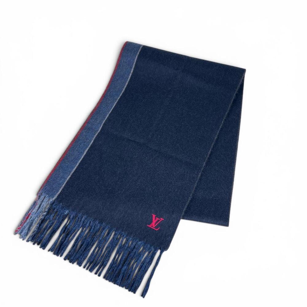 LOUIS VUITTON M70940 Echarpe Jeramm Stripe 100% Cashmere Stole Scarf Multicol...